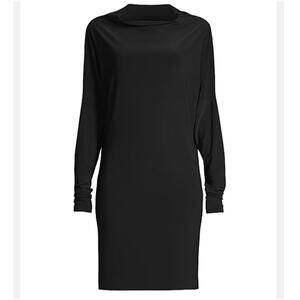 NORMA KAMALI All In One black cowl neck long sleeve dress sz L